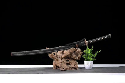 Authentic Katana swords full tang T10 steel clay tempered abrasive blade top quality