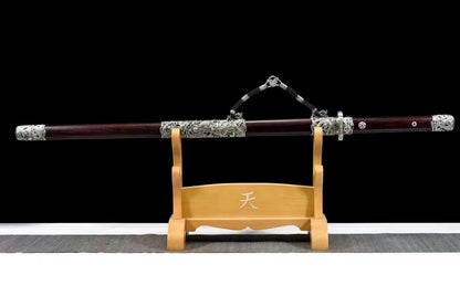 Chinese top quality Red sandal wood Sword classical handcraft Pattern steel best for collection