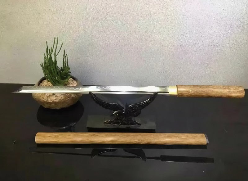 T10 Clay Tempered Straight Blade Shirasaya in Huali Rosewood