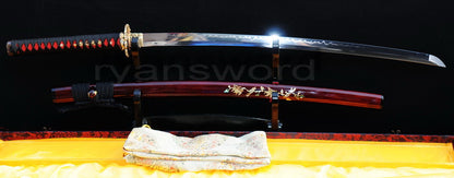Authentic Katana swords full tang Dragon tsuba T10 steel clay tempered