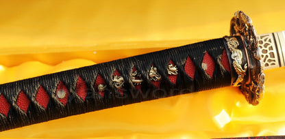 Authentic Katana swords full tang Dragon tsuba T10 steel clay tempered