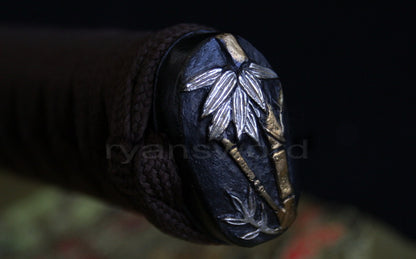 Authentic Katana swords full tang classical tsuba Folded steel clay tempered Bamboo style
