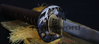 Authentic Katana swords full tang classical tsuba Folded steel clay tempered Bamboo style
