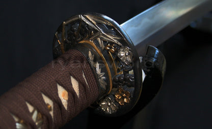 Authentic Katana swords full tang classical tsuba Folded steel clay tempered Bamboo style