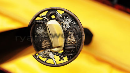 Authentic Katana swords full tang classical tsuba Folded steel clay tempered Dragon style
