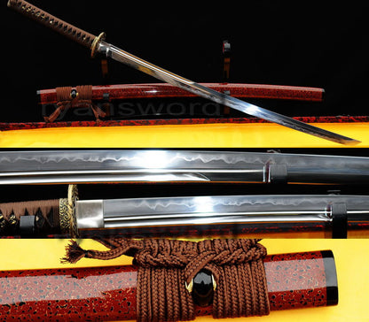 1095 high carbon Steel Clay Tempered Katana Copper Tsuba full tang sharp
