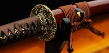 1095 high carbon Steel Clay Tempered Katana Copper Tsuba full tang sharp
