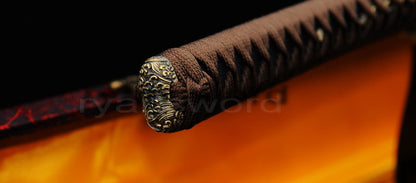 1095 high carbon Steel Clay Tempered Katana Copper Tsuba full tang sharp