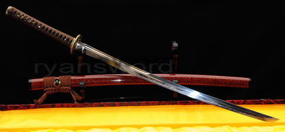 1095 high carbon Steel Clay Tempered Katana Copper Tsuba full tang sharp