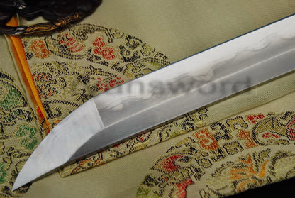 Katana 1095 High Carbon Steel silver plated tsuba full tang sharp battle ready blade