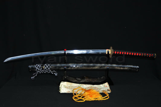 T10 Steel Clay Tempered Katana japanese sword for samurai full wrapped rayskin saya battle ready