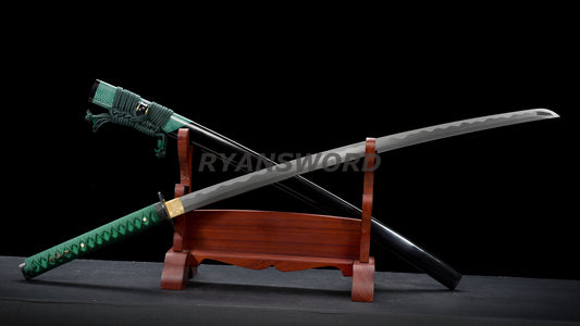 katana 1095 Folded Steel Iron Tsuba rayskin saya wrapped japanese sword full tang