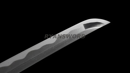 katana 1095 Folded Steel Iron Tsuba rayskin saya wrapped japanese sword full tang