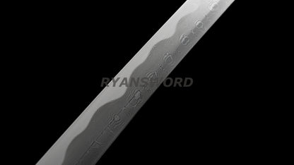 katana 1095 Folded Steel Iron Tsuba rayskin saya wrapped japanese sword full tang