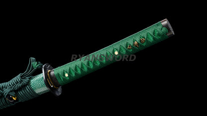 katana 1095 Folded Steel Iron Tsuba rayskin saya wrapped japanese sword full tang