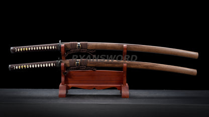 Japanese Katana 2 Piece Set 1095 High Carbon Steel+Folded Steel
