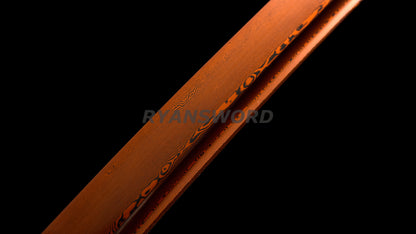 Handemade Wakizashi Japanese Sword Folded Steel Reddish Black Blade Full Tang