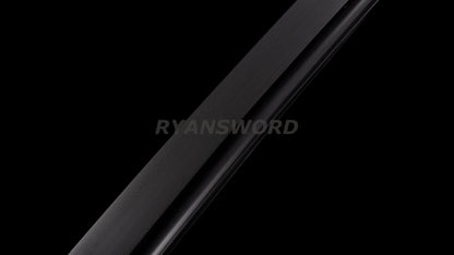 Folded Steel Wakizashi Japanese Sword Black Blade Brass Fittings full tang