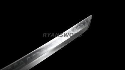 Sakabato Reversed-Edge Shirasaya Katana Japanese Sword 1095 Steel Clay Tempered Light Cutting