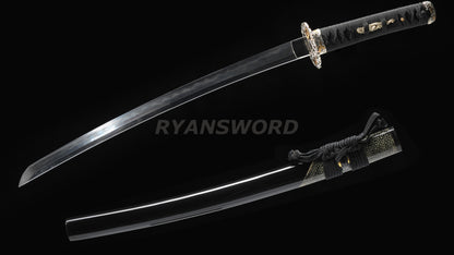 Honsanmai Clay Tempered Wakizashi Japanese Short Sword Rayskin Saya Copper Tsuba Heavy Cutting