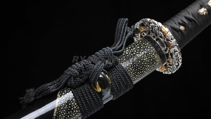 Honsanmai Clay Tempered Wakizashi Japanese Short Sword Rayskin Saya Copper Tsuba Heavy Cutting