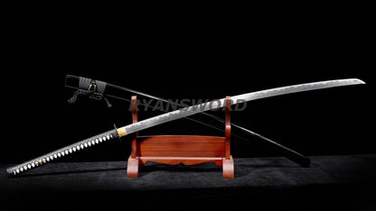 53" Nodachi Japanese Sword 1095 Folded Steel Iron Tsuba full tang sharp