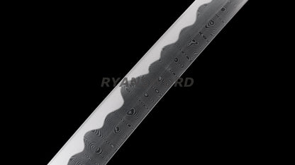 53" Nodachi Japanese Sword 1095 Folded Steel Iron Tsuba full tang sharp