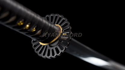 53" Nodachi Japanese Sword 1095 Folded Steel Iron Tsuba full tang sharp