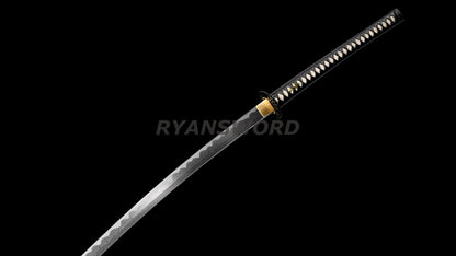 53" Nodachi Japanese Sword 1095 Folded Steel Iron Tsuba full tang sharp