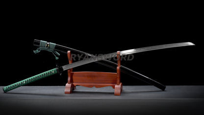 53" Nodachi Japanese Long Sword 1095 Folded Steel Clay Tempered Full Tang Sharp