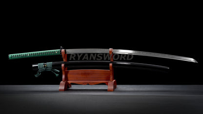 53" Nodachi Japanese Long Sword 1095 Folded Steel Clay Tempered Full Tang Sharp