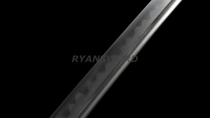53" Nodachi Japanese Long Sword 1095 Folded Steel Clay Tempered Full Tang Sharp