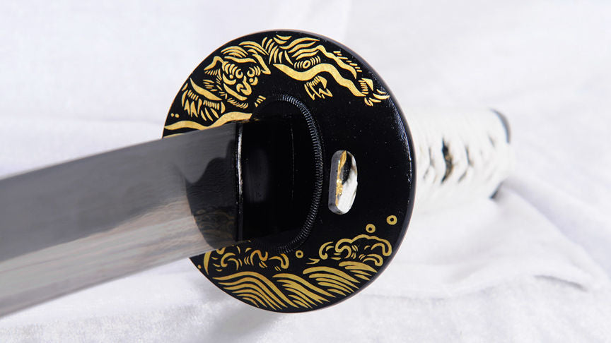 Folded Steel Tanto Japanese Short Sword Full Tang Sharp Iron Tsuba