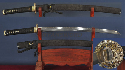 Wakizashi Honsanmai Clay Tempered Full Rayskin Saya Copper Tsuba Heavy Cutting