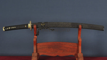 Wakizashi Honsanmai Clay Tempered Full Rayskin Saya Copper Tsuba Heavy Cutting