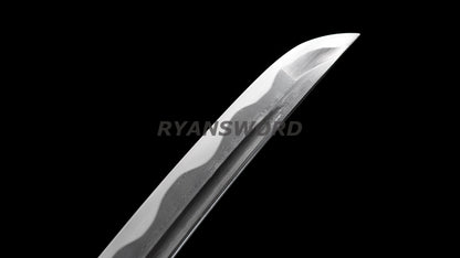 Folded Steel Tanto Japanese Short Sword Musashi Tsuba Abrasived Hamon Sharp