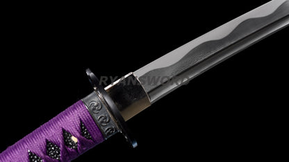 Folded Steel Tanto Japanese Short Sword Musashi Tsuba Abrasived Hamon Sharp