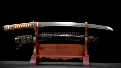 Damascus Folded Steel Wakizashi Japanese Sword full tang sharp