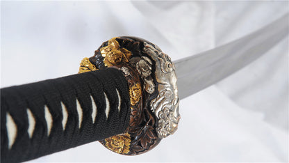 Tachi Clay Tempered 1095 Carbon Steel Folded Blade Full-Rayskin Saya full tang