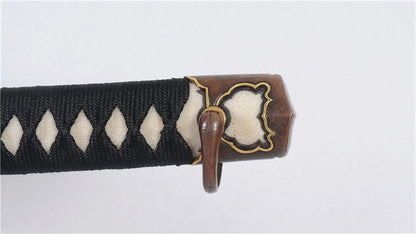 Tachi Folded 1095 Carbon Steel Clay Tempered Full-Rayskin Saya Copper Tsuba