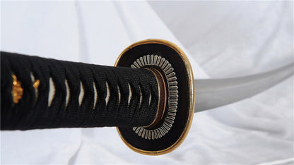 Tachi Folded 1095 Carbon Steel Clay Tempered Full-Rayskin Saya Copper Tsuba