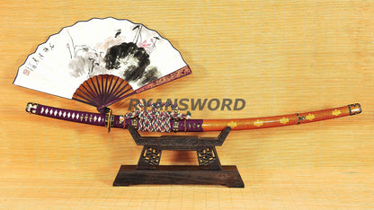 Tachi Clay Tempered Hazuya Polish Gold-Plated Copper Fittings full tang sharp