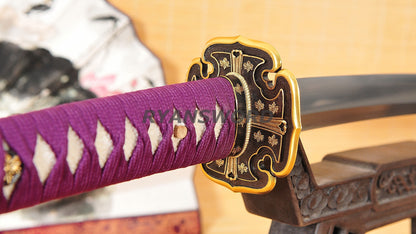Tachi Clay Tempered Hazuya Polish Gold-Plated Copper Fittings full tang sharp