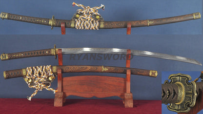 Tachi Clay Tempered Honsanmai Copper Fittings full tang sharp japanese