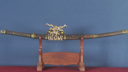 Tachi Clay Tempered Honsanmai Copper Fittings full tang sharp japanese