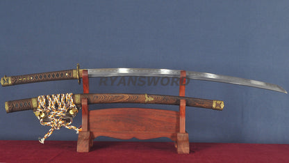 Tachi Clay Tempered Honsanmai Copper Fittings full tang sharp japanese