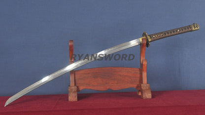 Tachi Clay Tempered Honsanmai Copper Fittings full tang sharp japanese