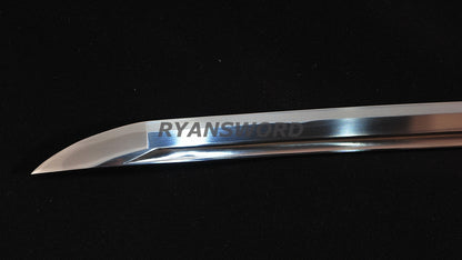 O-Kissaki katana Clay Tempered Hazuya Polish Shirasaya full tang sharp