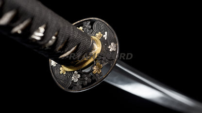 Katana Clay Tempered 1095 Folded Steel Hand-Drawn Crane Saya full tang sharp