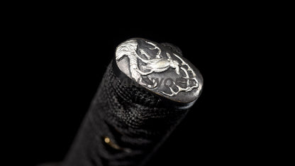 Katana Clay Tempered 1095 Folded Steel Hand-Drawn Crane Saya full tang sharp